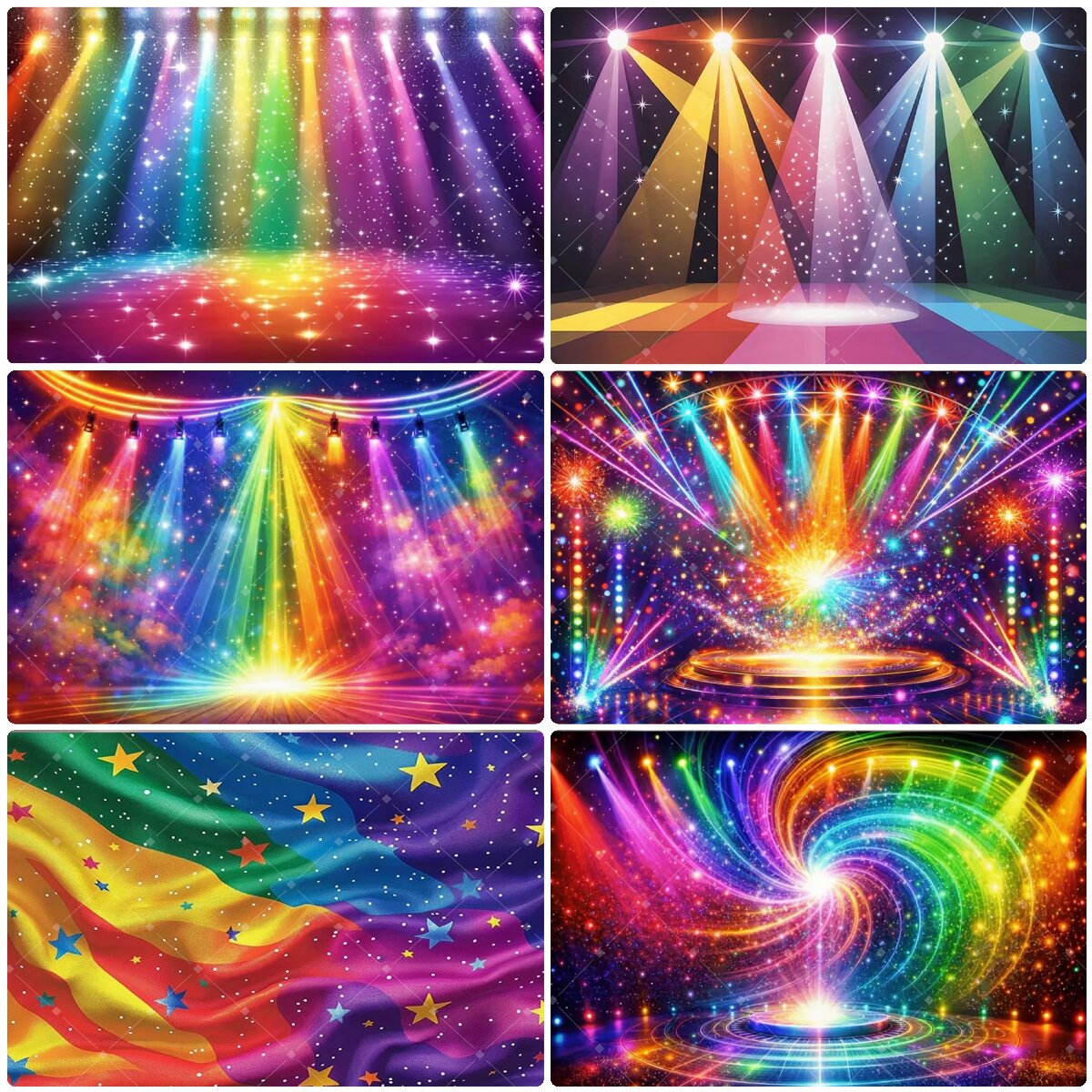 Photography Lighting Background - Renkli Gökkuşağı Sahne Işığı Fonu Simli