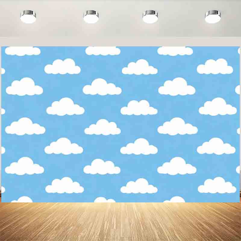 Photography Lighting Background - Çizgi Film Basit Mavi Gökyüzü Beyaz