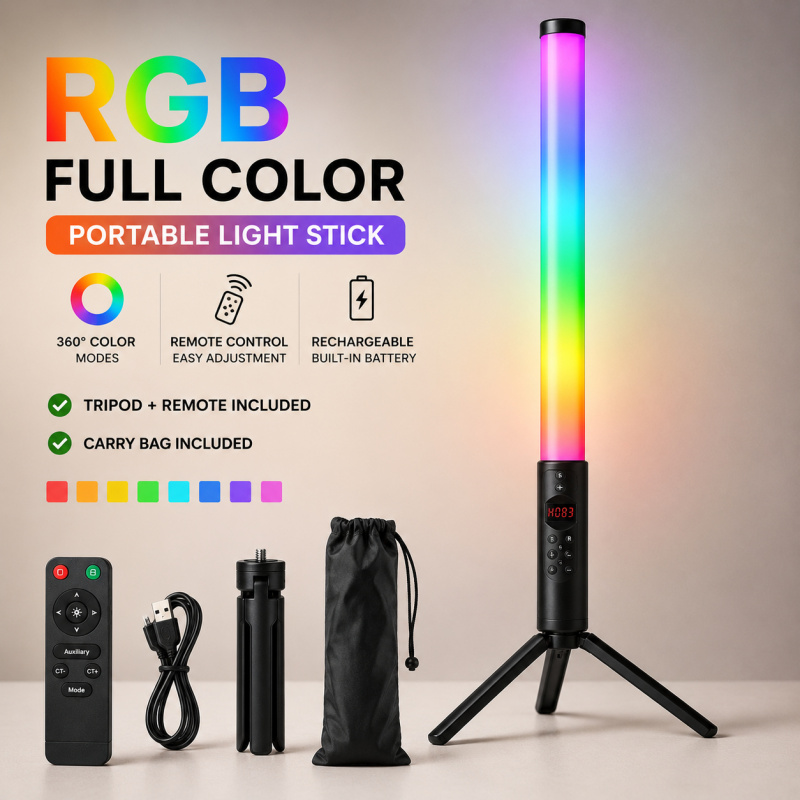 RGB El Tipi Video Işık Çubuğu, - Photography Lighting Wand incelemesi ve fiyatı