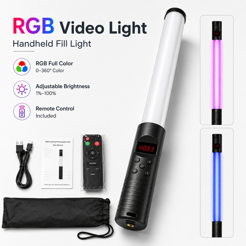 RGB El Tipi Video Işık Çubuğu, - Photography Lighting Wand incelemesi ve fiyatı