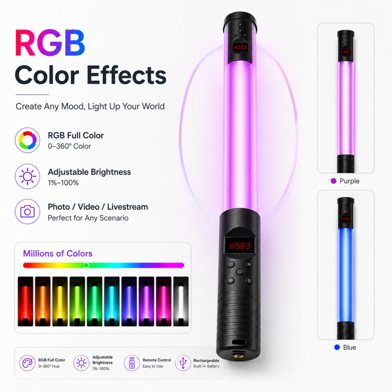 RGB El Tipi Video Işık Çubuğu, - Photography Lighting Wand incelemesi ve fiyatı